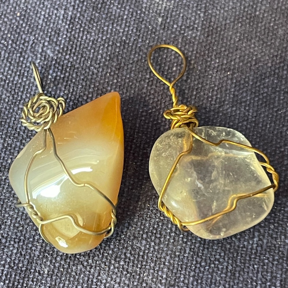 Two Handmade Stone Pendants